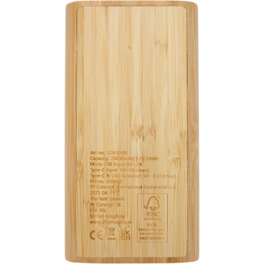 Logotrade promotional merchandise image of: Tulda 20.000 mAh bamboo power bank