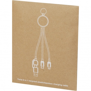Logotrade promotional giveaway image of: Tecta 6-in-1 recycled plastic/bamboo charging cable with keyring