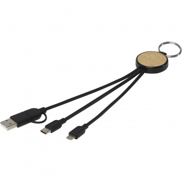 Logotrade corporate gift picture of: Tecta 6-in-1 recycled plastic/bamboo charging cable with keyring