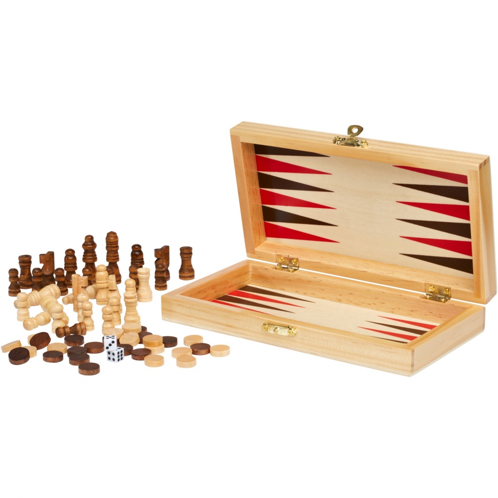 Logotrade promotional product image of: Mugo 3-in-1 wooden game set