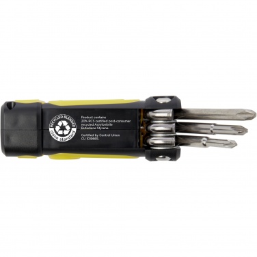 Logo trade promotional merchandise photo of: Octo 8-in-1 RCS recycled plastic screwdriver set with torch