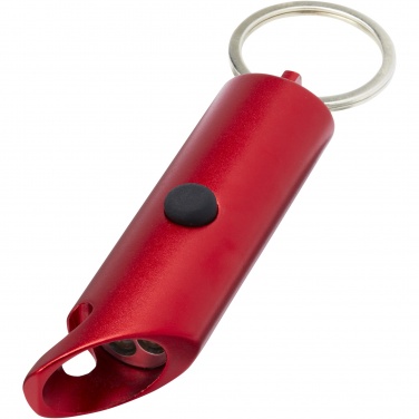 Logo trade promotional merchandise picture of: Flare RCS recycled aluminium IPX LED light and bottle opener with keychain