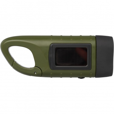 Logo trade promotional items picture of: Helios recycled plastic solar dynamo flashlight with carabiner