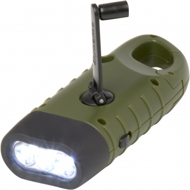 Logotrade corporate gift image of: Helios recycled plastic solar dynamo flashlight with carabiner