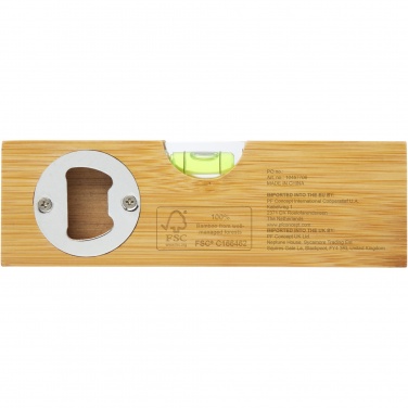 Logo trade promotional products image of: Flush bamboo spirit level with bottle opener