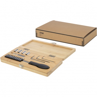 Logo trade business gifts image of: Rivet 19-piece bamboo/recycled plastic tool set