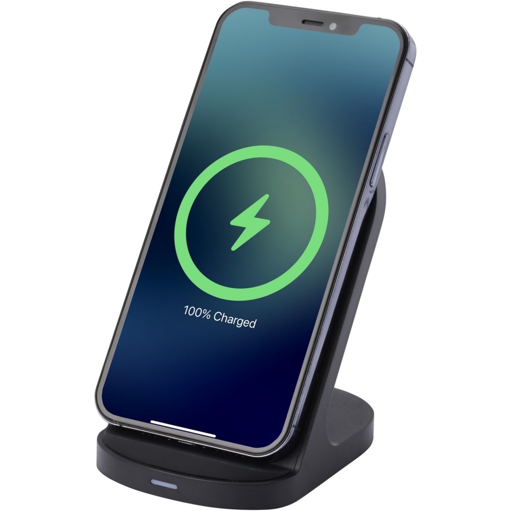 Logo trade promotional items image of: Loop 15W dual coil RCS recycled plastic wireless charging stand