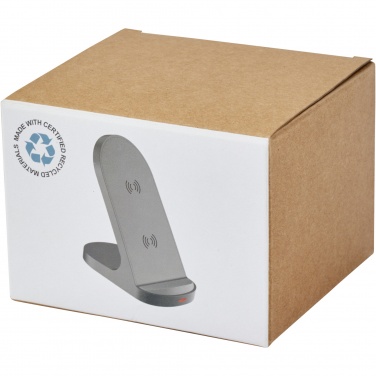 Logotrade promotional giveaway image of: Loop 15W dual coil RCS recycled plastic wireless charging stand