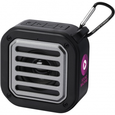 Logotrade promotional merchandise image of: Solo 3W IPX5 RCS recycled plastic solar Bluetooth® speaker with carabiner 