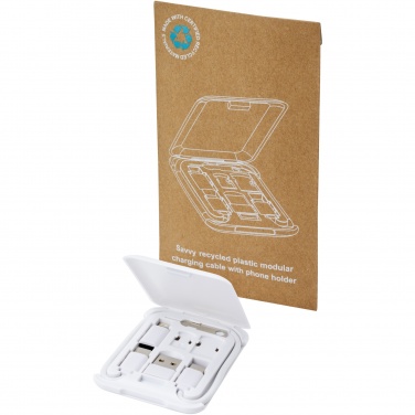 Logo trade promotional products image of: Savvy recycled plastic modular charging cable with phone holder