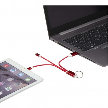 Logotrade promotional item picture of: Metal 4-in-1 recycled aluminium charging cable with keychain