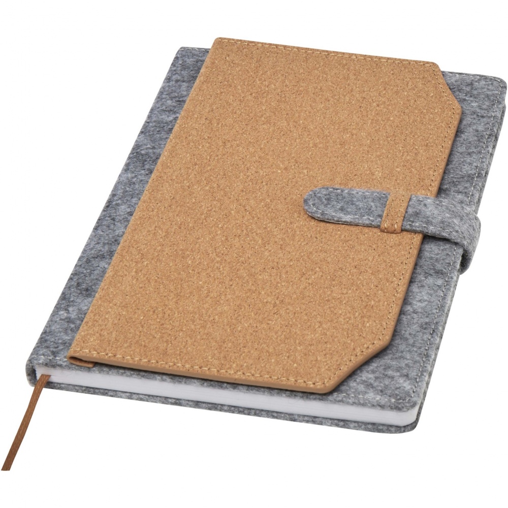 Logo trade promotional gifts picture of: Viviana A5 recycled felt and cork notebook
