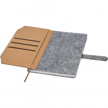 Logo trade promotional item photo of: Viviana A5 recycled felt and cork notebook