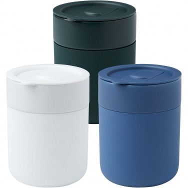 Logo trade promotional merchandise image of: Java 330 ml ceramic tumbler with silicone wrap and plastic lid