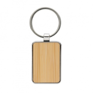 Logotrade promotional merchandise picture of: RCS recycled zinc alloy rectangle keychain with bamboo