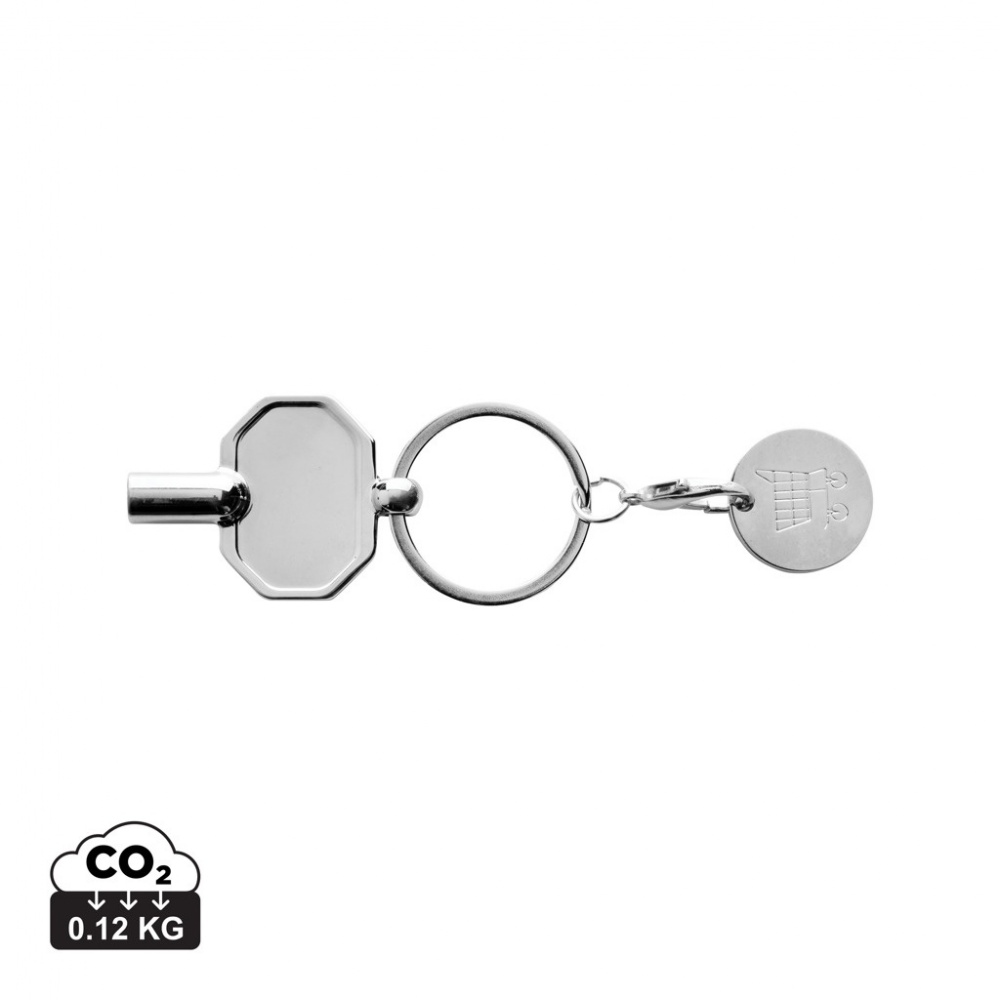 Logo trade promotional gift photo of: RCS recycled zinc alloy radiator key keychain with coin