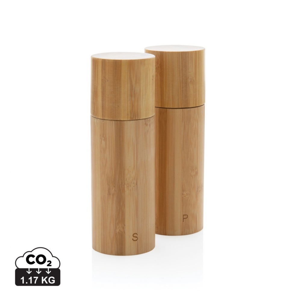 Logo trade promotional merchandise image of: Ukiyo bamboo salt and pepper mill set