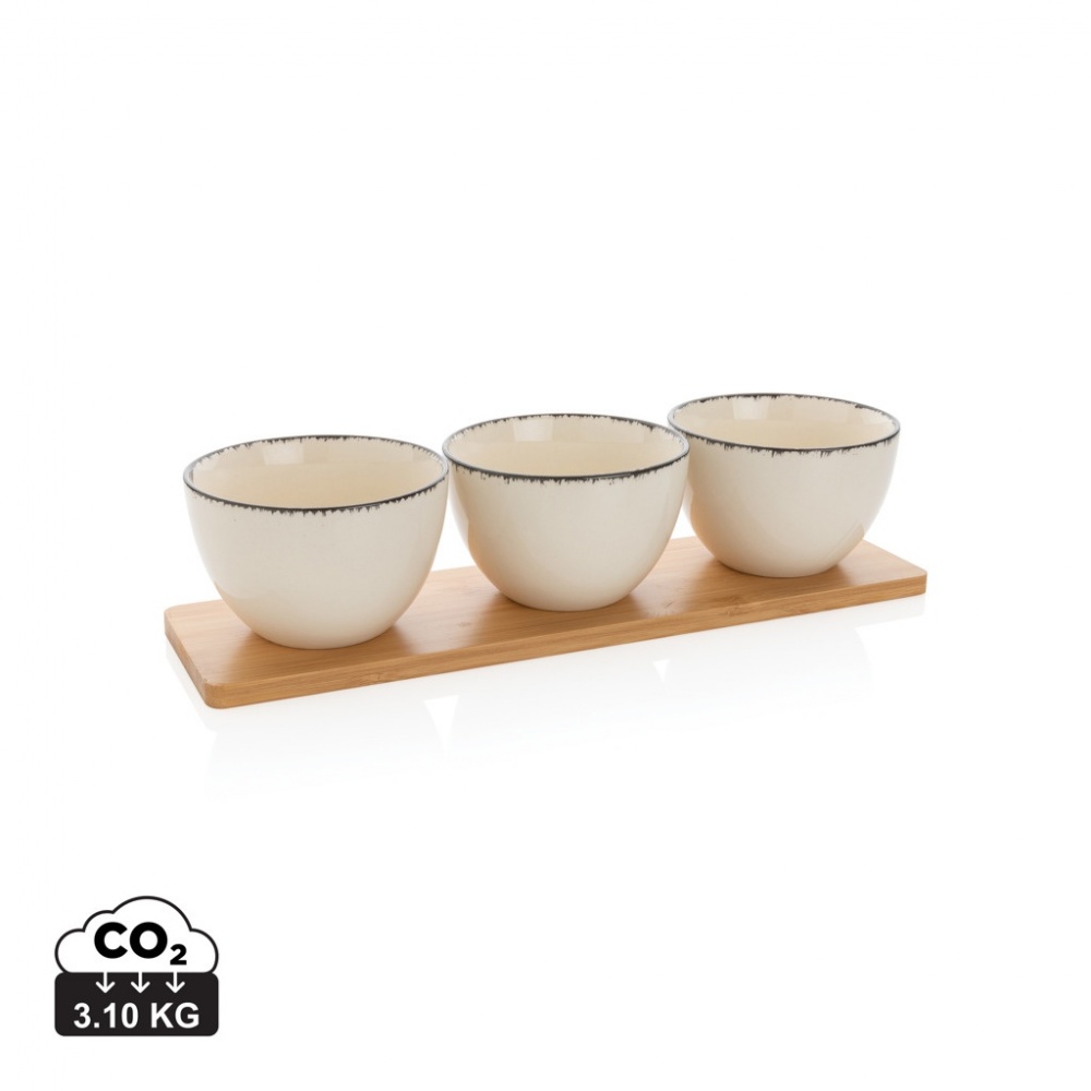 Logo trade promotional product photo of: Ukiyo 3pc serving bowl set with bamboo tray