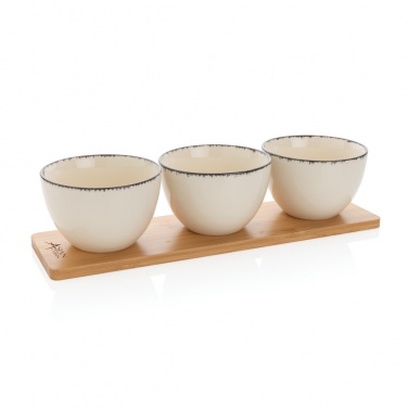 Logotrade promotional giveaway image of: Ukiyo 3pc serving bowl set with bamboo tray