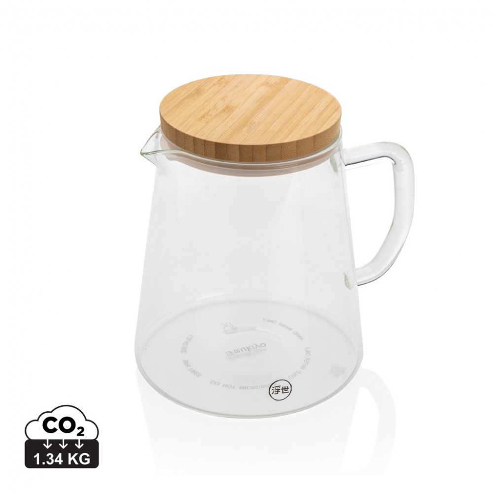 Logo trade promotional gifts picture of: Ukiyo borosilicate glass carafe with bamboo lid 1.2L