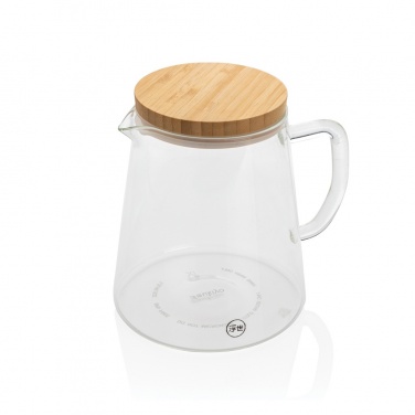 Logo trade promotional items image of: Ukiyo borosilicate glass carafe with bamboo lid 1.2L