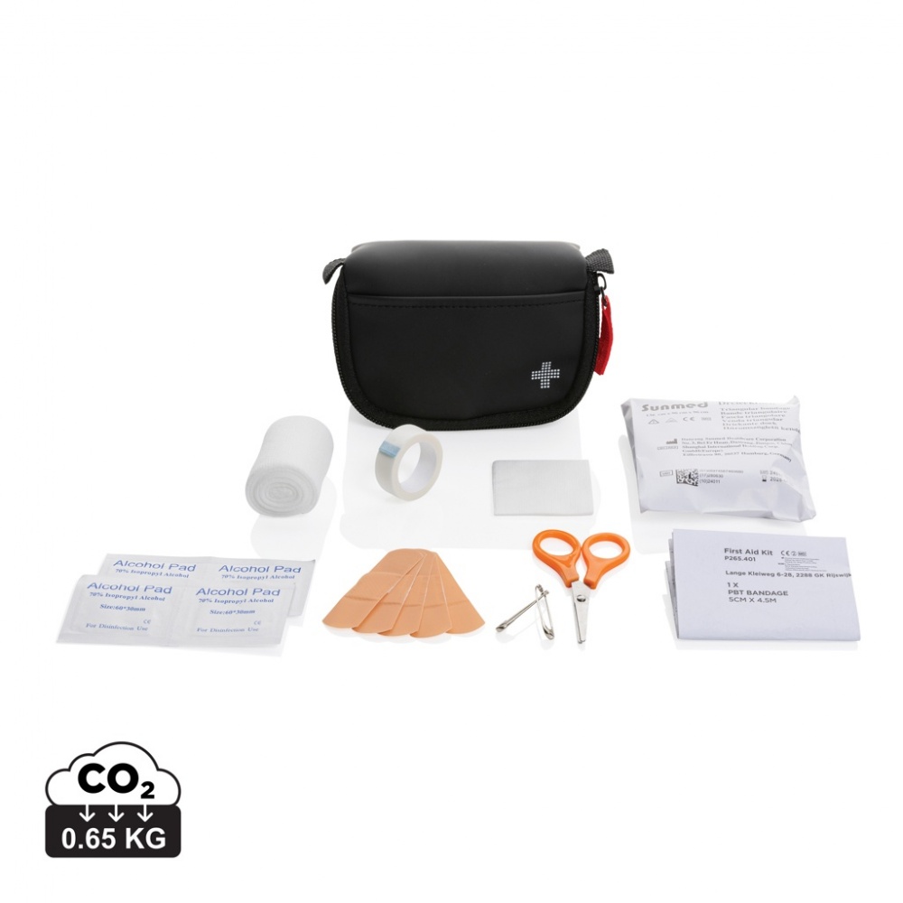 Logo trade promotional merchandise image of: RCS recycled nubuck PU pouch first aid set mailable