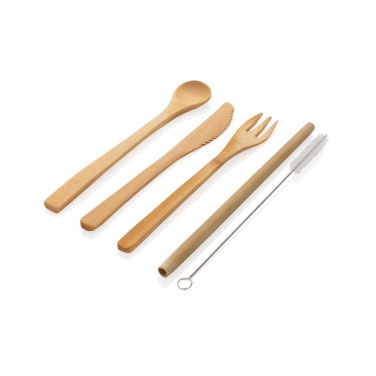 Logo trade business gifts image of: Reusable bamboo travel cutlery set
