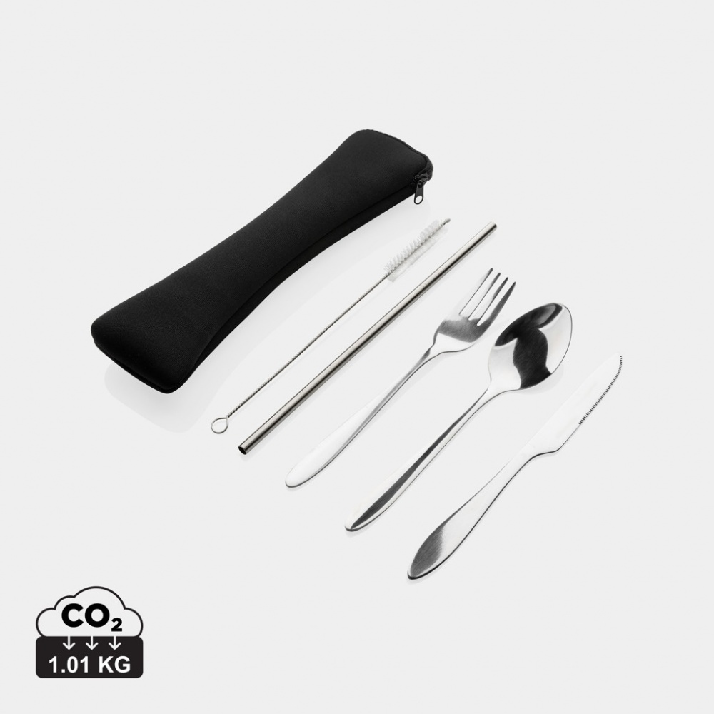 Logo trade advertising products image of: 4 PCS stainless steel re-usable cutlery set
