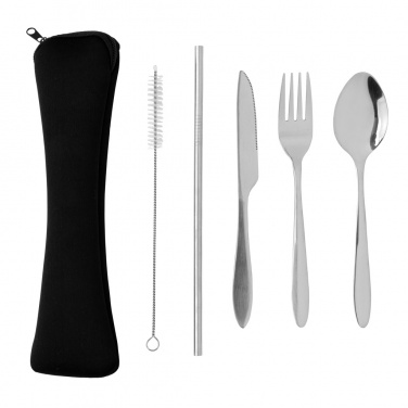 Logo trade promotional products picture of: 4 PCS stainless steel re-usable cutlery set