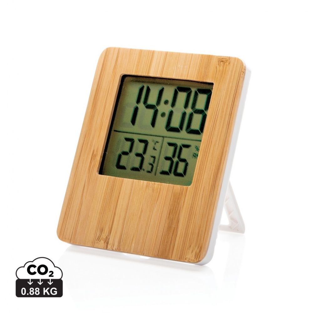 Logo trade promotional giveaways image of: Bamboo weather station
