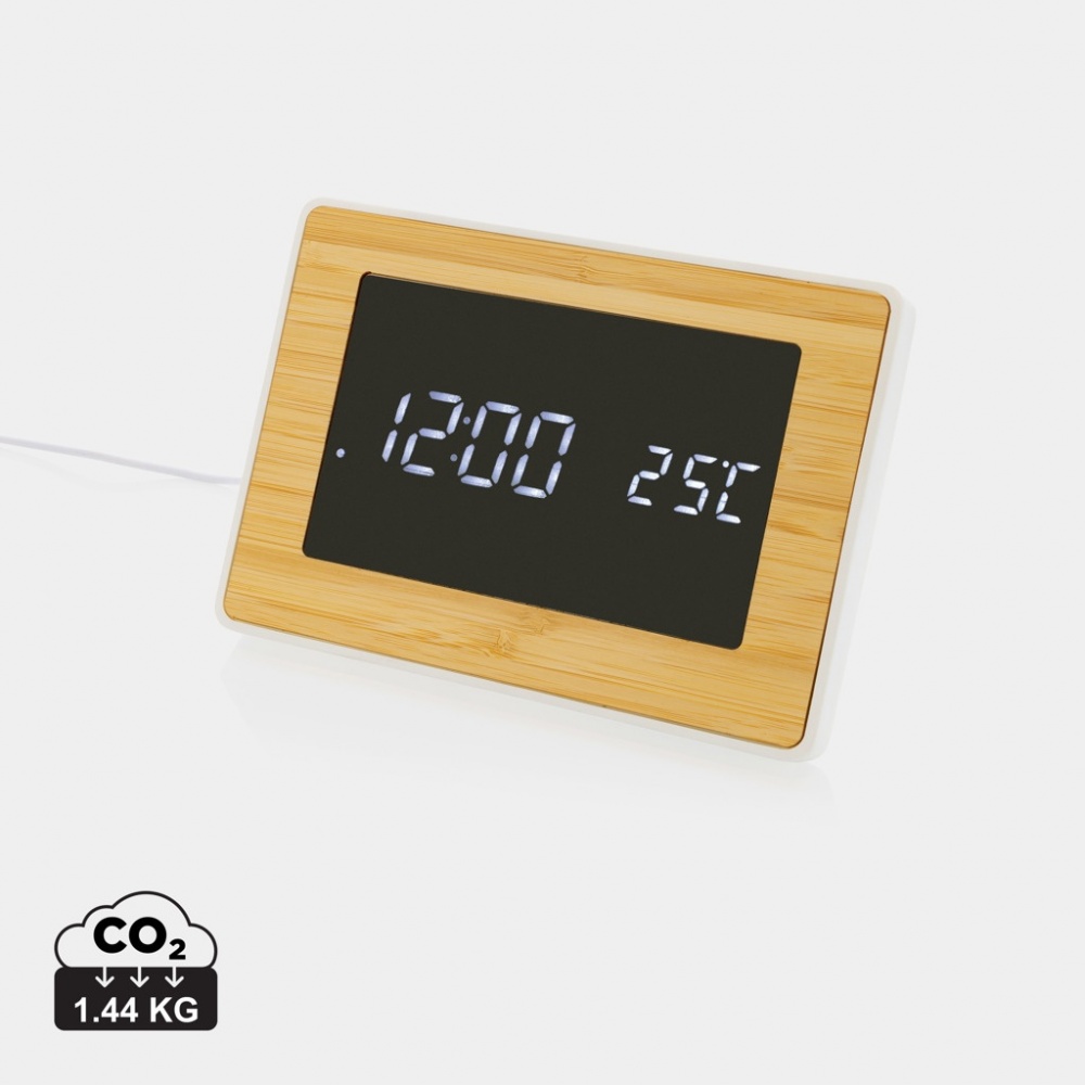 Logo trade promotional products picture of: Utah RCS recycled plastic and bamboo LED clock