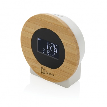 Logo trade business gift photo of: Utah RCS rplastic and bamboo LCD desk clock