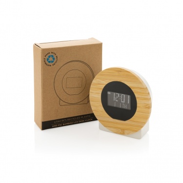Logo trade corporate gift photo of: Utah RCS rplastic and bamboo LCD desk clock
