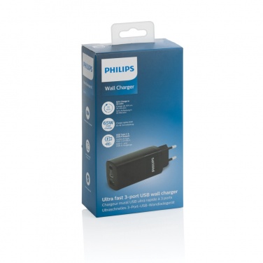 Logo trade promotional giveaway photo of: Philips 65W ultra fast PD 3-port USB wall charger