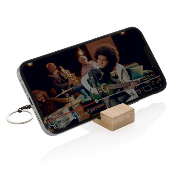 Logo trade advertising products picture of: Standkey bamboo keychain phone stand