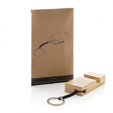 Logotrade business gifts photo of: Standkey bamboo keychain phone stand