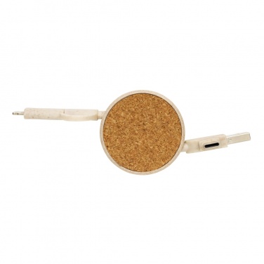 Logotrade corporate gift image of: Cork and Wheat 6-in-1 retractable cable