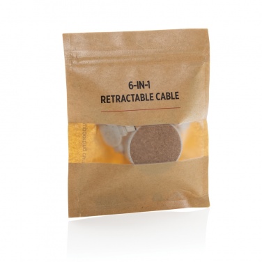 Logotrade promotional gift image of: Cork and Wheat 6-in-1 retractable cable