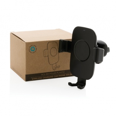 Logo trade promotional items picture of: RCS recycled plastic 10W wireless charging car holder