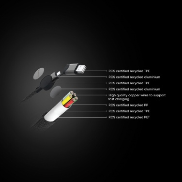 Logotrade promotional products photo of: Oakland RCS recycled plastic 6-in-1 fast charging 45W cable