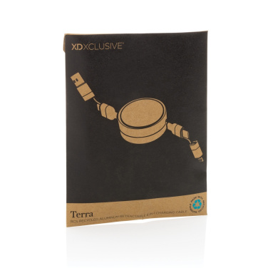 Logo trade corporate gift photo of: Terra RCS recycled aluminium retractable 6 in 1 cable