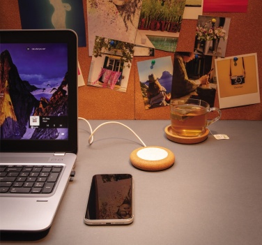 Logo trade promotional merchandise image of: Cork and Wheat 5W wireless charger