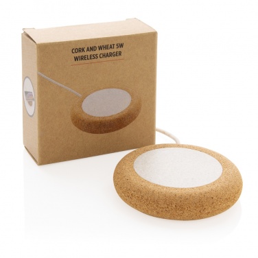 Logotrade promotional giveaway image of: Cork and Wheat 5W wireless charger