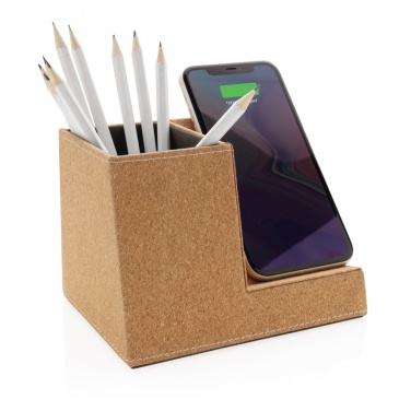 Logotrade promotional giveaway picture of: Cork pen holder and 5W wireless charger