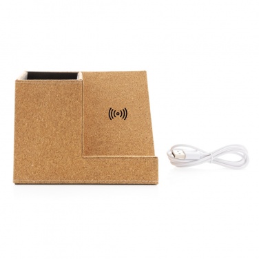 Logotrade promotional item picture of: Cork pen holder and 5W wireless charger