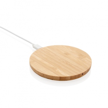Logo trade promotional item photo of: Bamboo 5W round wireless charger