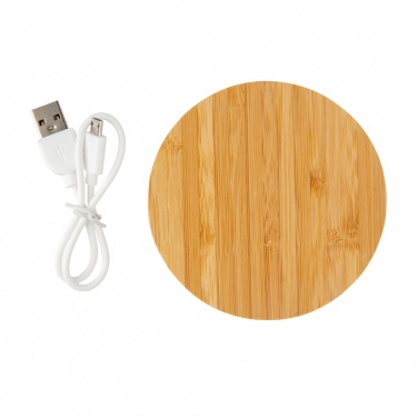 Logotrade business gift image of: Bamboo 5W round wireless charger