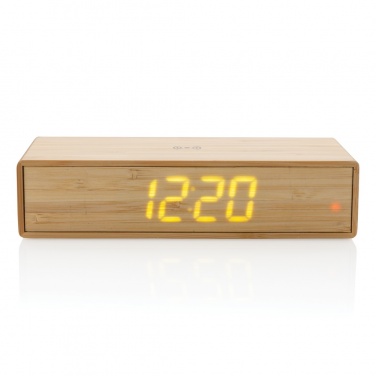Logotrade business gift image of: Bamboo alarm clock with 5W wireless charger