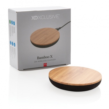 Logo trade corporate gifts picture of: Bamboo X 5W wireless charger