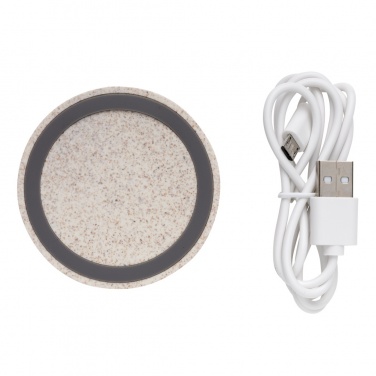 Logo trade promotional merchandise image of: Wheat Straw 5W round wireless charging pad